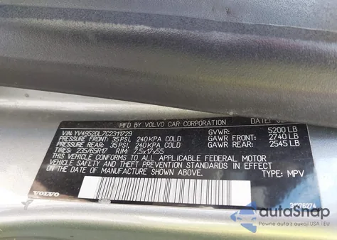 2012 Volvo Xc60 3.2/3.2 Platinum/3.2 Premier/3.2 Premier Plus z USA, uszkodzony, nr VIN YV4952DL7C2311729